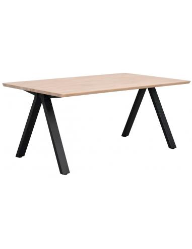 Moderne Carradale Spisebord i Metal og Egetræ - Hvid Wash