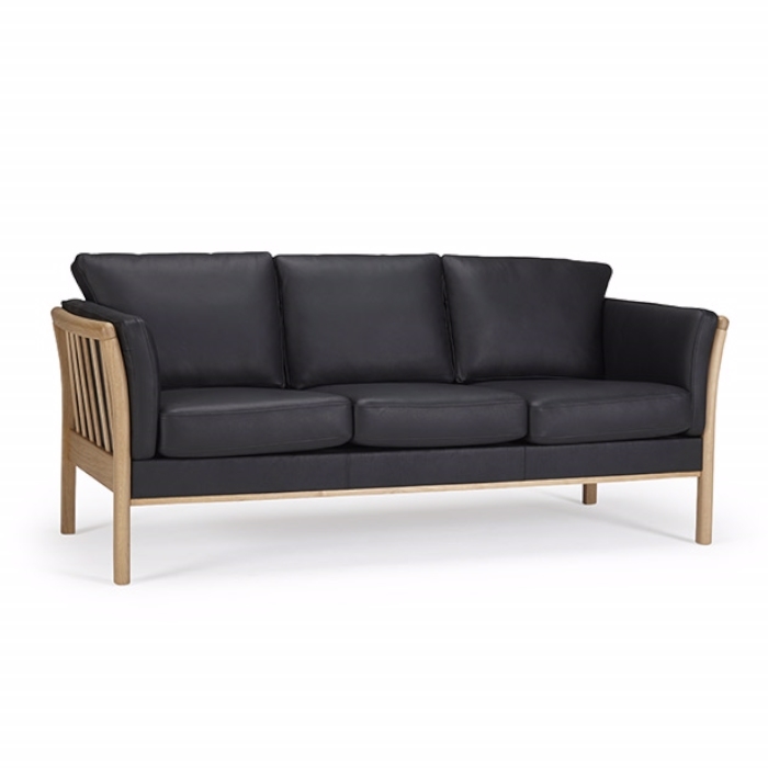 Elegant Sort 2-Personers Læder Tremmesofa - Tidsløs Design