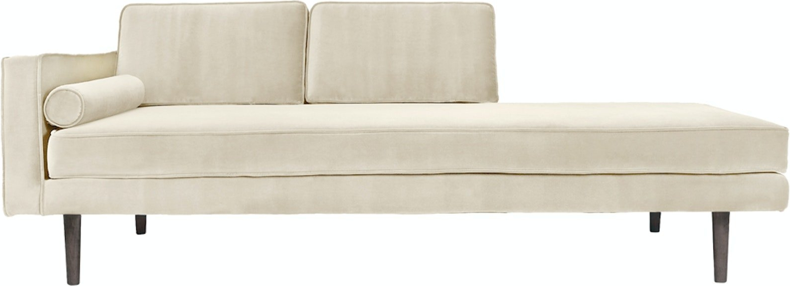 Elegant Hvid Velour Chaiselong – Stilfuld Komfort til Hjemmet