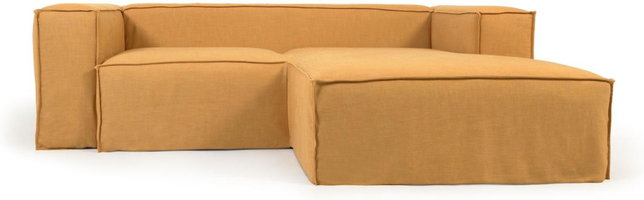 Sennepsgul 2-personers Sofa med Chaiselong – Blok Serien