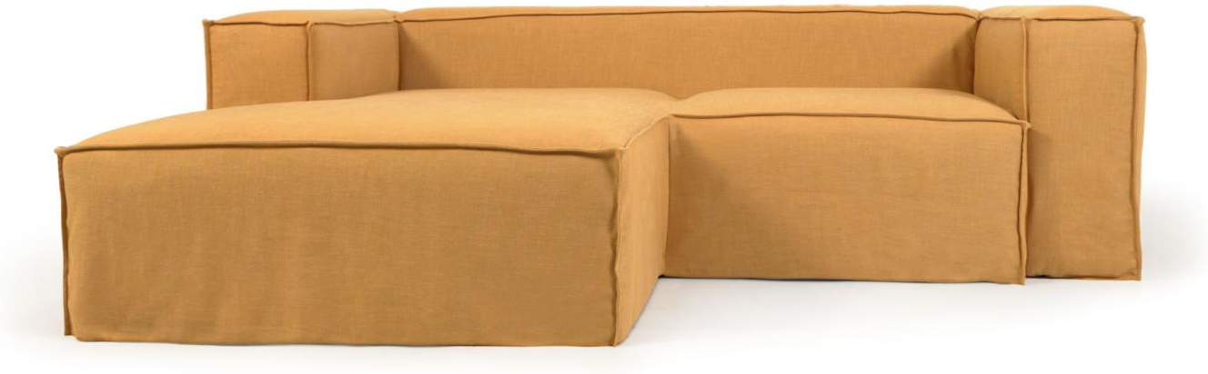 Sennepsgul 2-Personers Chaiselong Sofa – Stilfuld Elegance