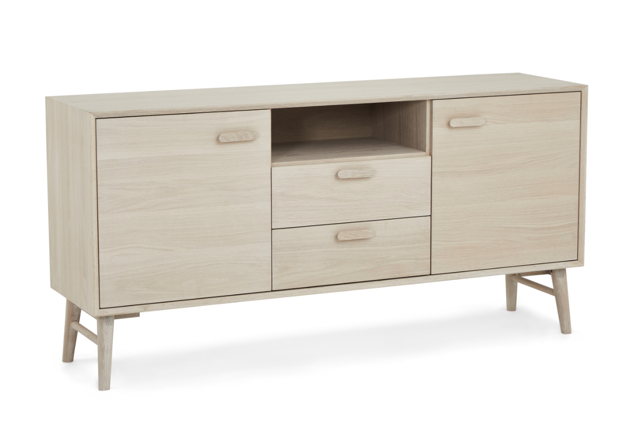 Elegant Egeskov Skænk i Hvidolieret Ege med Soft Close 160 cm