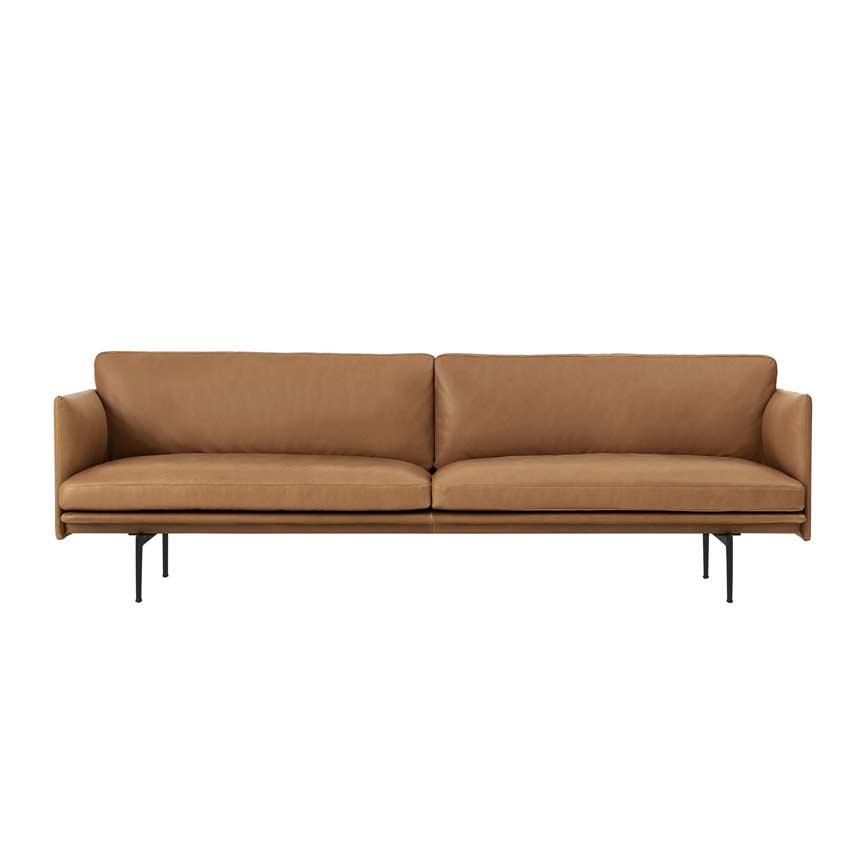 Outline 3-personers sofa i cognac læder fra Muuto