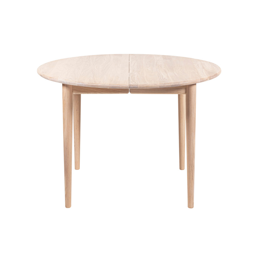 Klassisk rundt spisebord i hvidolieret eg - 120 cm
