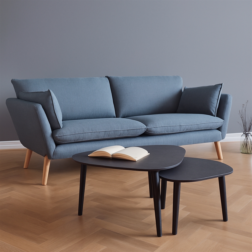 Freja 3-Personers Sofa i Blå - Skandinavisk Elegance