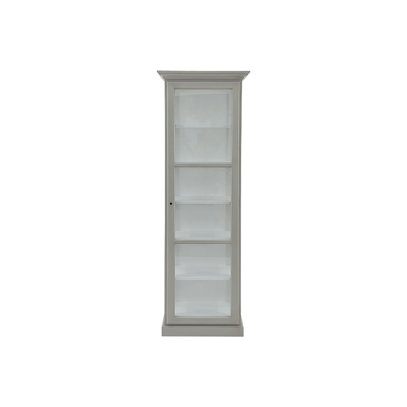 Elegant Vitrineskab i Grå og Hvid med Glaslåge