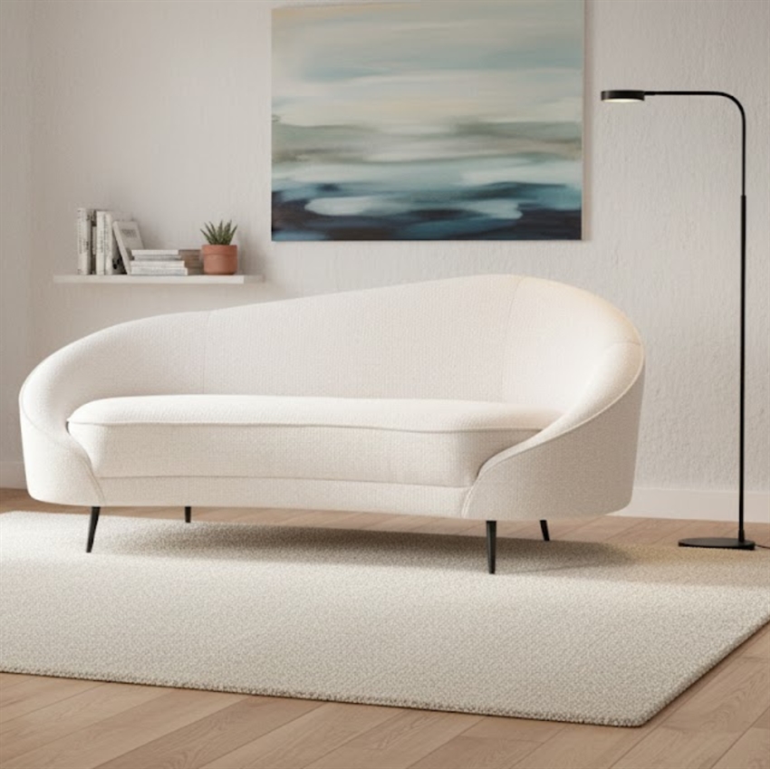 Moderne hvid Celina 3-personers sofa med sorte ben