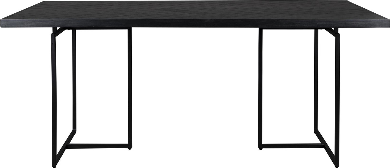 Sort Class 220x90 Akaciefinr Stålunderstel Dutchbone Spisebord - 8718548067141