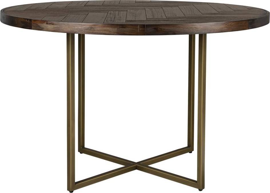 Sort Rundt Class Ø120 Mørk Natur Akaciefiner Stålstel Dutchbone Spisebord - 8718548067332