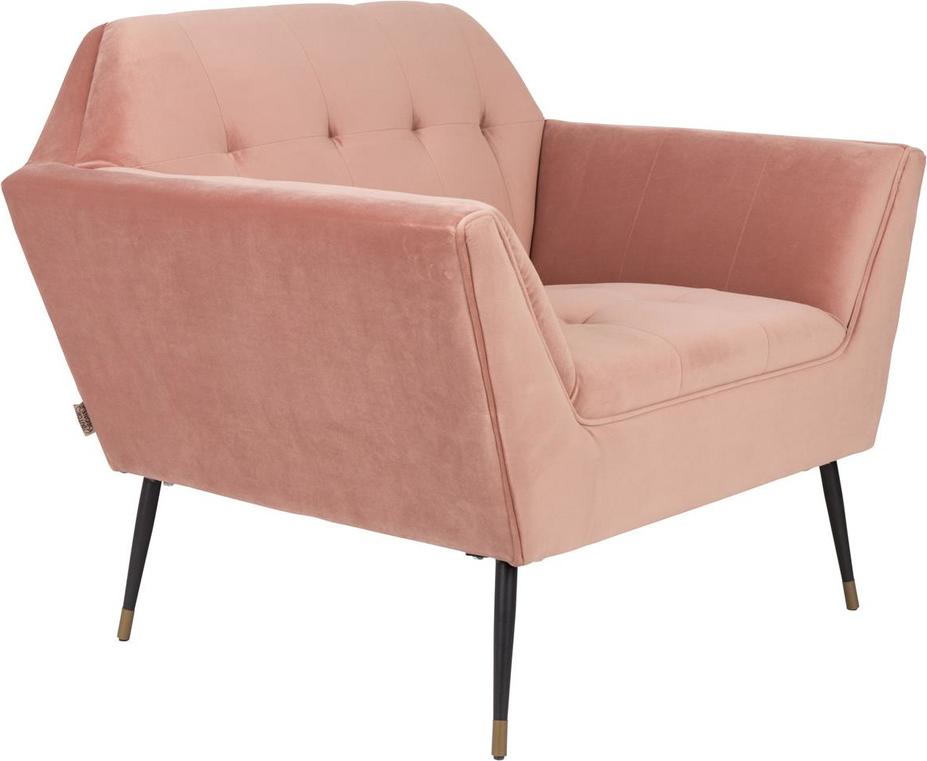 Rosa Loungestol Kate - Art Deco Design med Sorte Ben