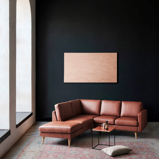 Elegant Brun Læder Sofa med Åben Ende fra Nordic C