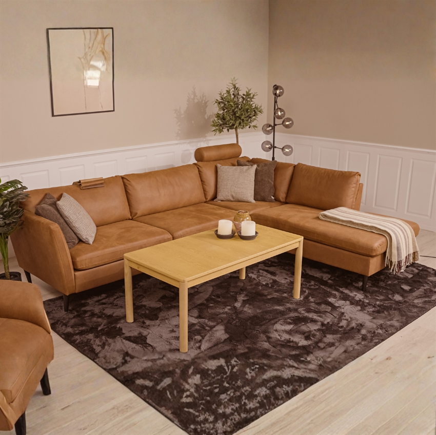 Jakob Med Chaiselong Højrevendt Cognac Nordic Design Sofa