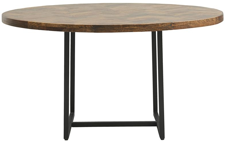 Sort Kant Rund Ø160 Mangotræ Sildebensdesign Stålramme House Doctor Spisebord - 5707644776753