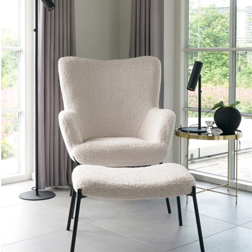 Hvid Mallow Inkl Fodskammel T Syntetisk Lammeskind Comfort Living Lænestol