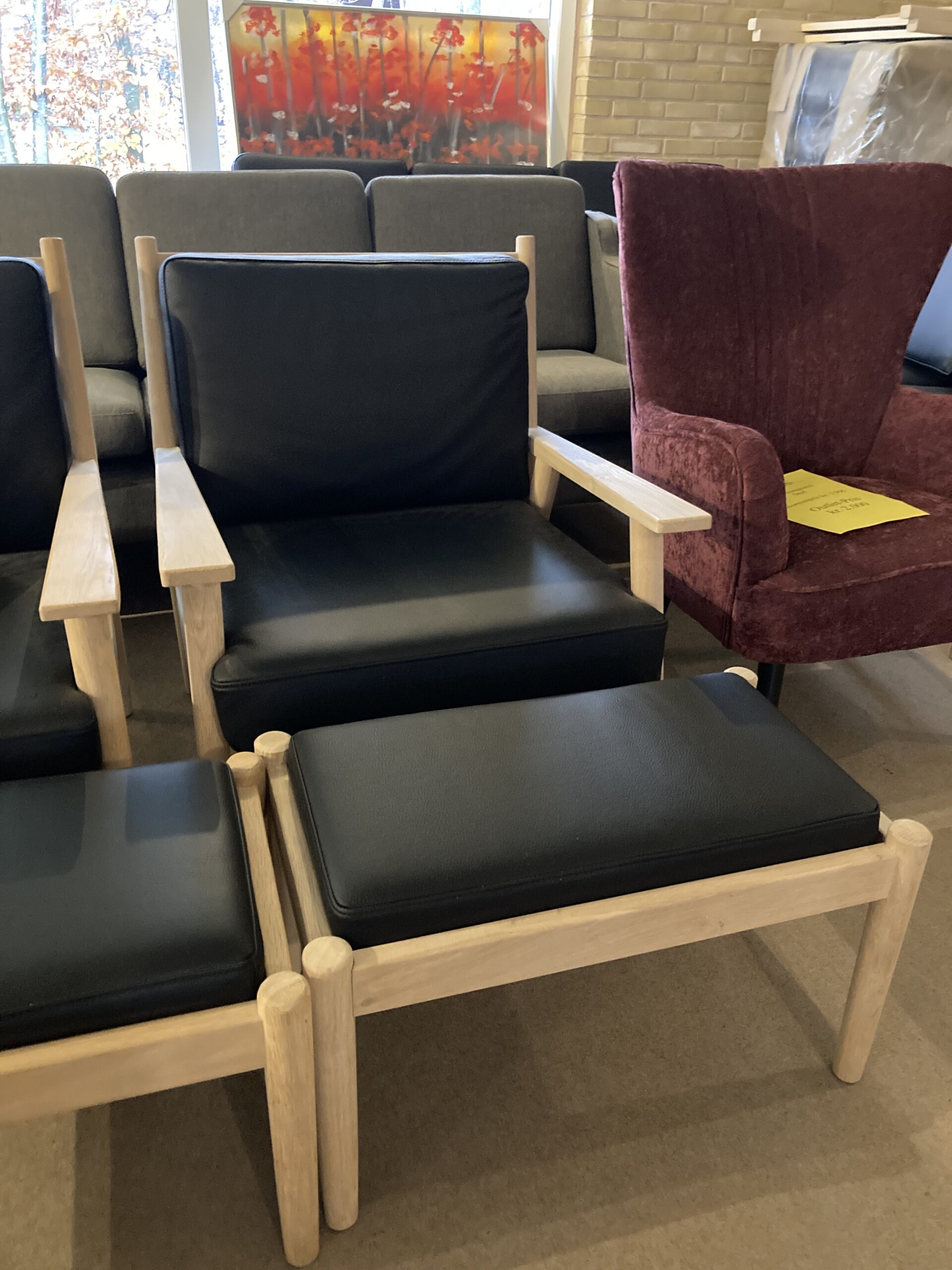 Med Skammel Semianalin Læder Svane Design Lænestol