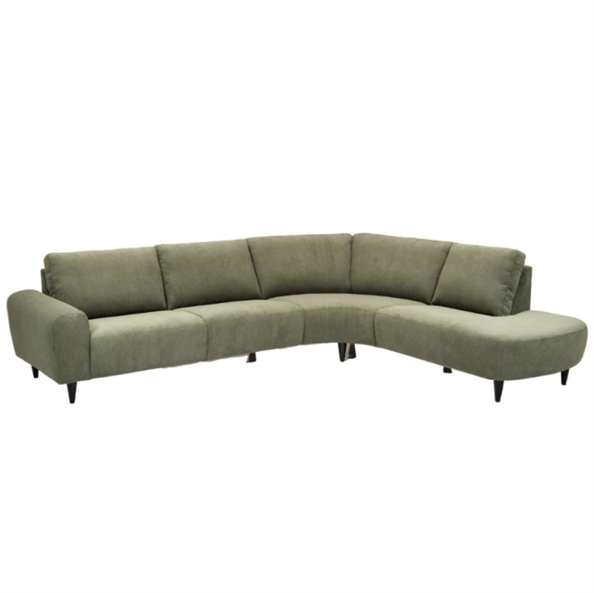 Elegant Mørkegrøn Højrevendt Sofa – Nordisk Design
