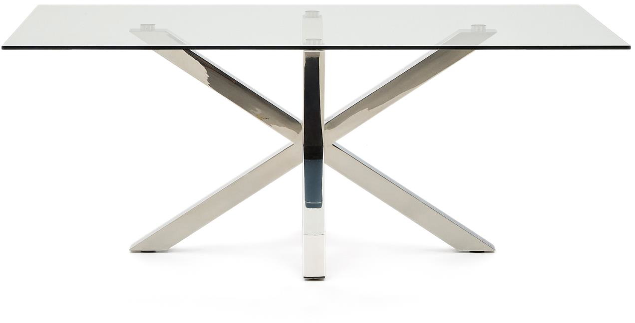 Klar/Sølv Argo Hærdet Glas & Rustfrit Stål 200x100 Plads Til Personer Kave Home Spisebord - 8433840271903
