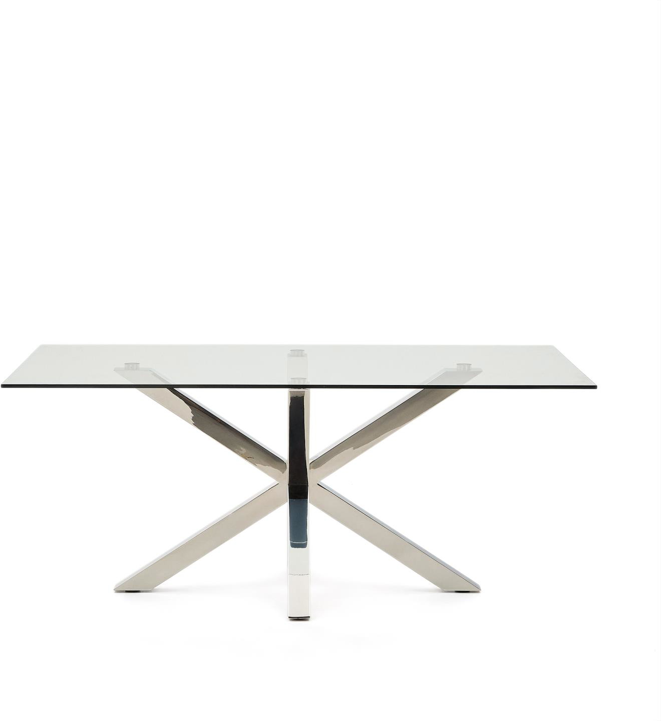 Klar/Sølv Argo Hærdet Glas Rustfrit Stål Klar Sølv 180 100 Kave Home Spisebord - 8433840271989