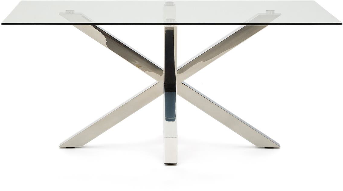 Klar/Sølv Argo 160x90x75 Hærdet Glas Bordplade & Rustfrit Stålstel Inkl Justerbare Fødder Moderne Klart Sølv Kave Home Spisebord - 8433840325064