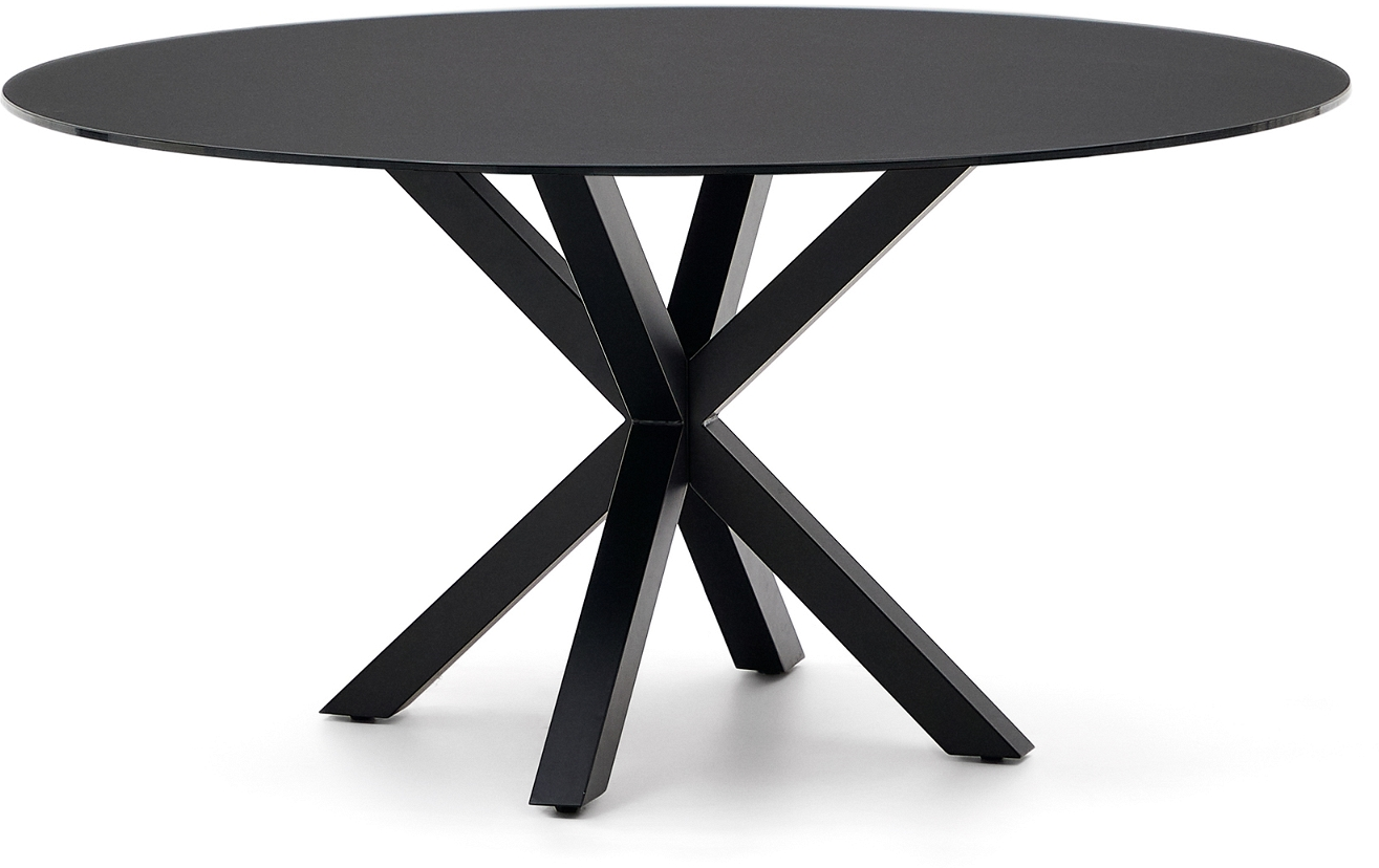 Sort Arya Rundt Ø150 Stål Glas Kave Home Spisebord - 8433840918501