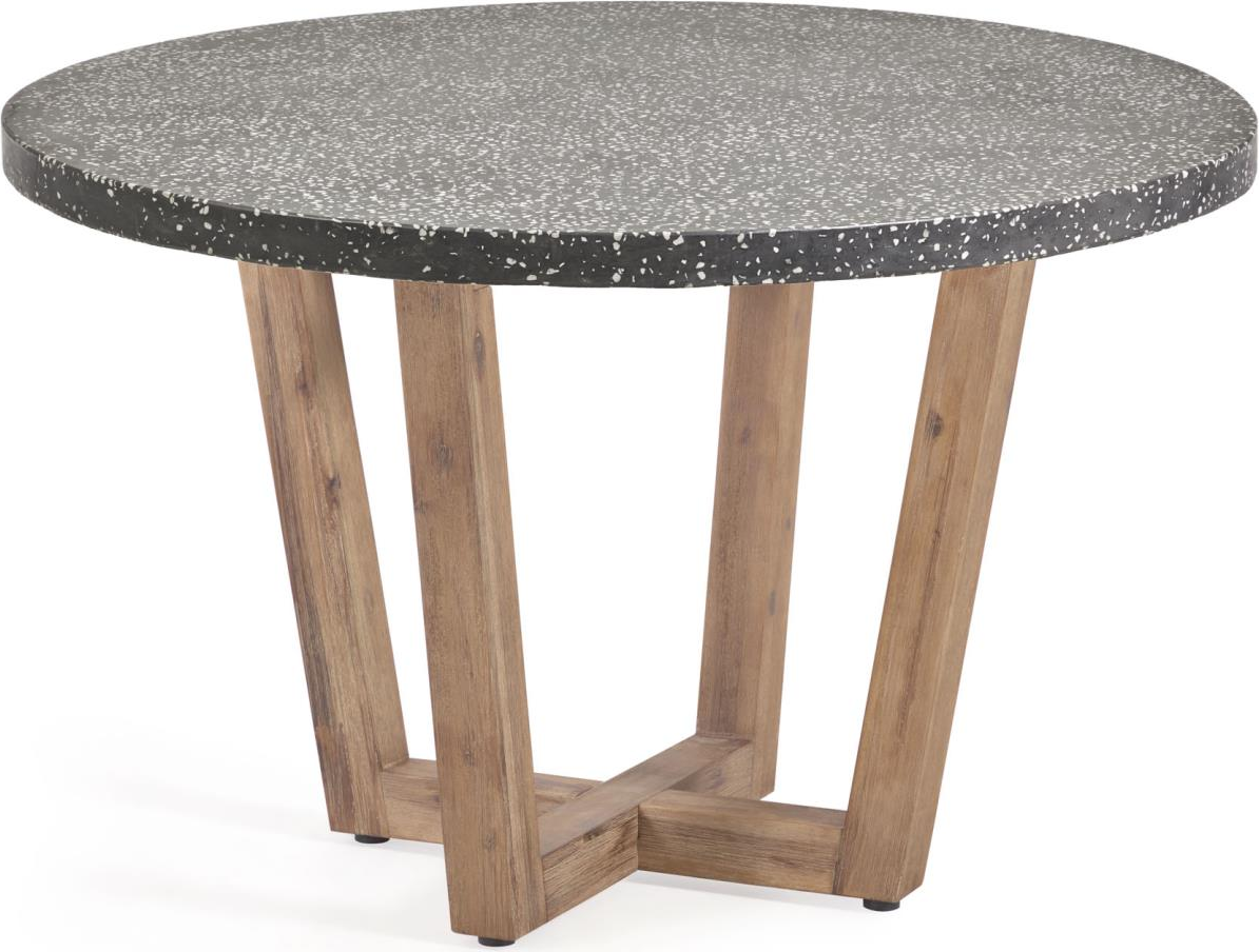 Antracit/Natur Udendørs Shanelle Rund Ø120 Terrazzo Akacietræ Antracit Natur Kave Home Spisebord - 8433840649955
