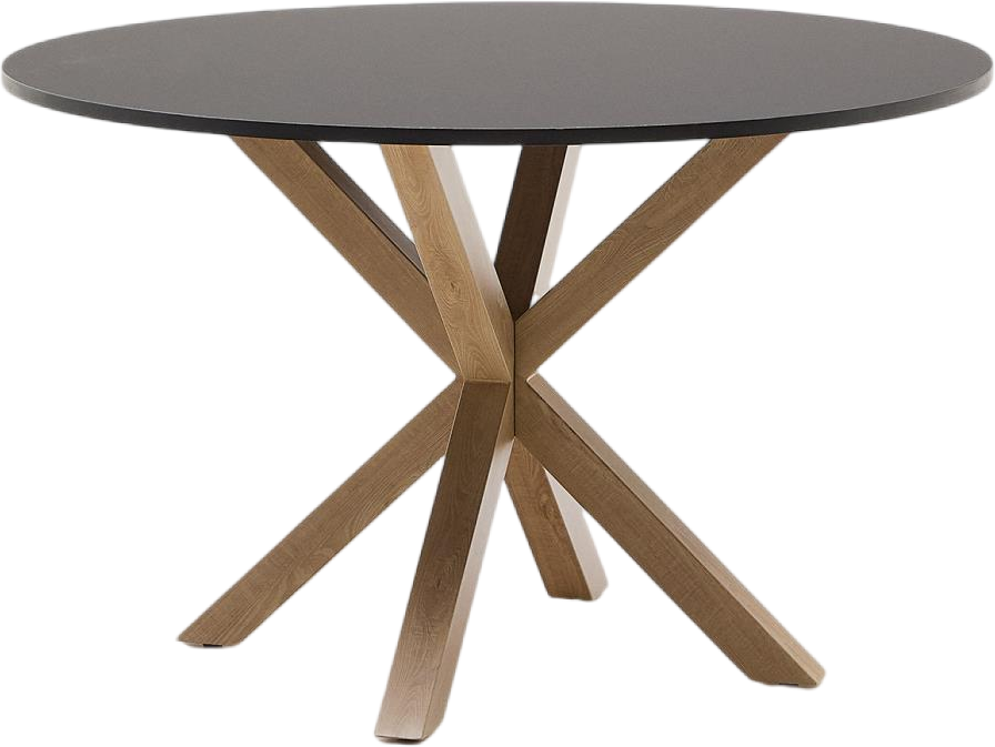 Sort/Natur Rundt Argo Ø120 Sort Natur Mdf & Stålben Kave Home Spisebord - 8433840674506