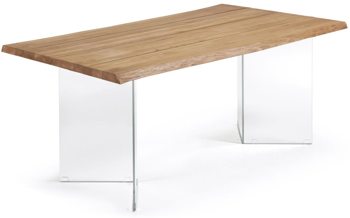 Natur Levik 160x90 Egefinr Plankebord Med Formede Glasben Kave Home Spisebord - 8433840730202