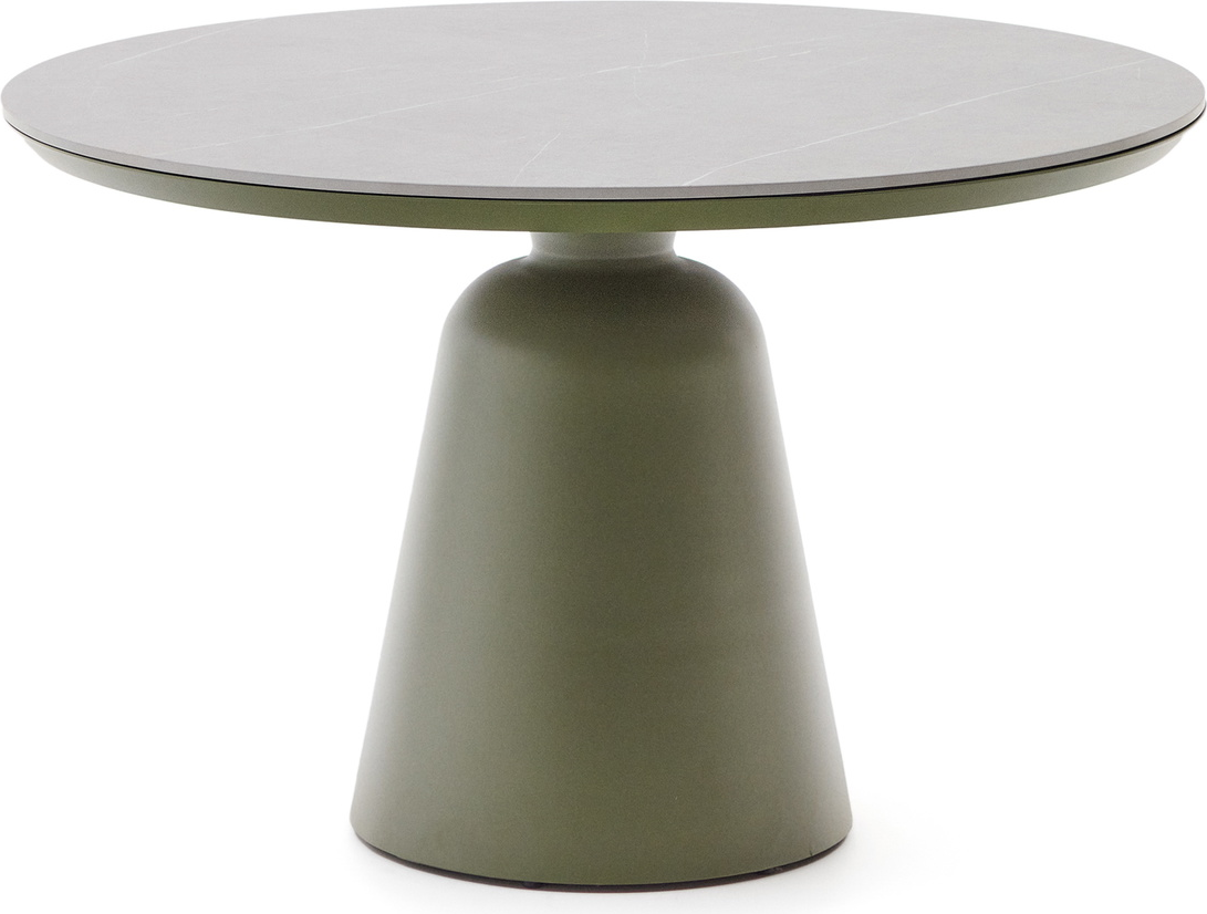 Grøn Udendørs Tudons Ø120 Keramisk Bordplade Aluminiumfod Kave Home Spisebord - 8433840872247