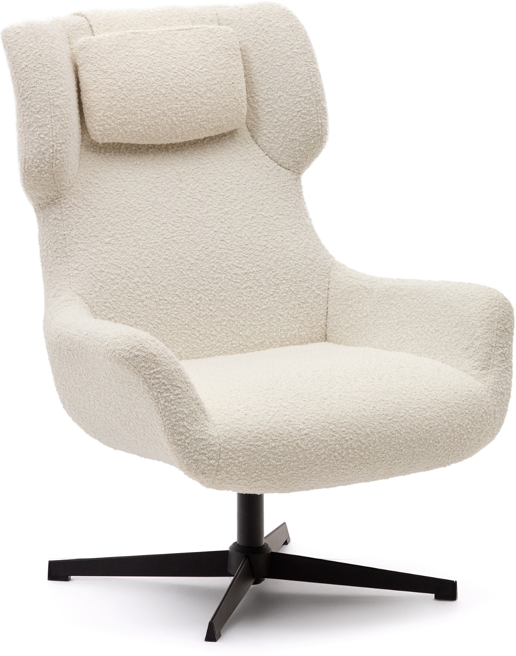 Hvid Zalina Chenille Med Sort Stel Moderne Nordisk Industrielt Design Aftagelig Nakkestøtte H102 B83 L88 Kave Home Lænestol - 8433840777641