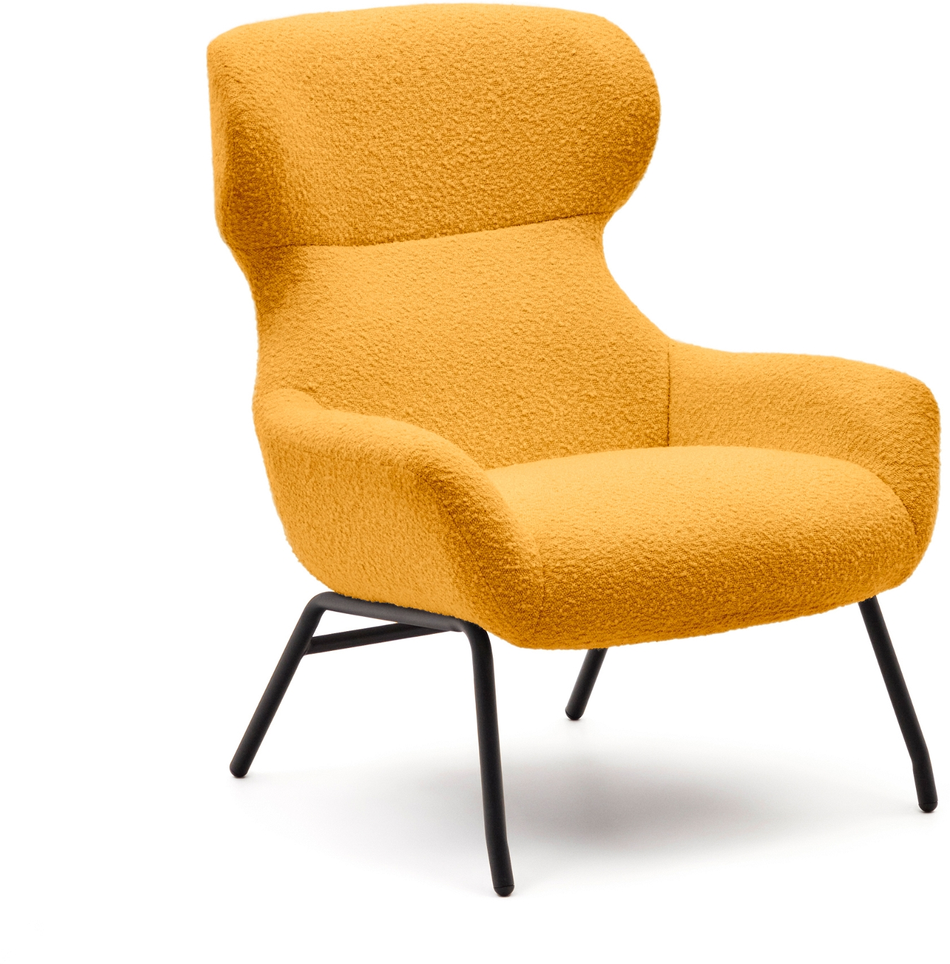 Sort Belina Sennepsgul Shearlingsstof Med Metalramme Moderne Nordisk Industriel Stil Kave Home Lænestol - 8433840884684