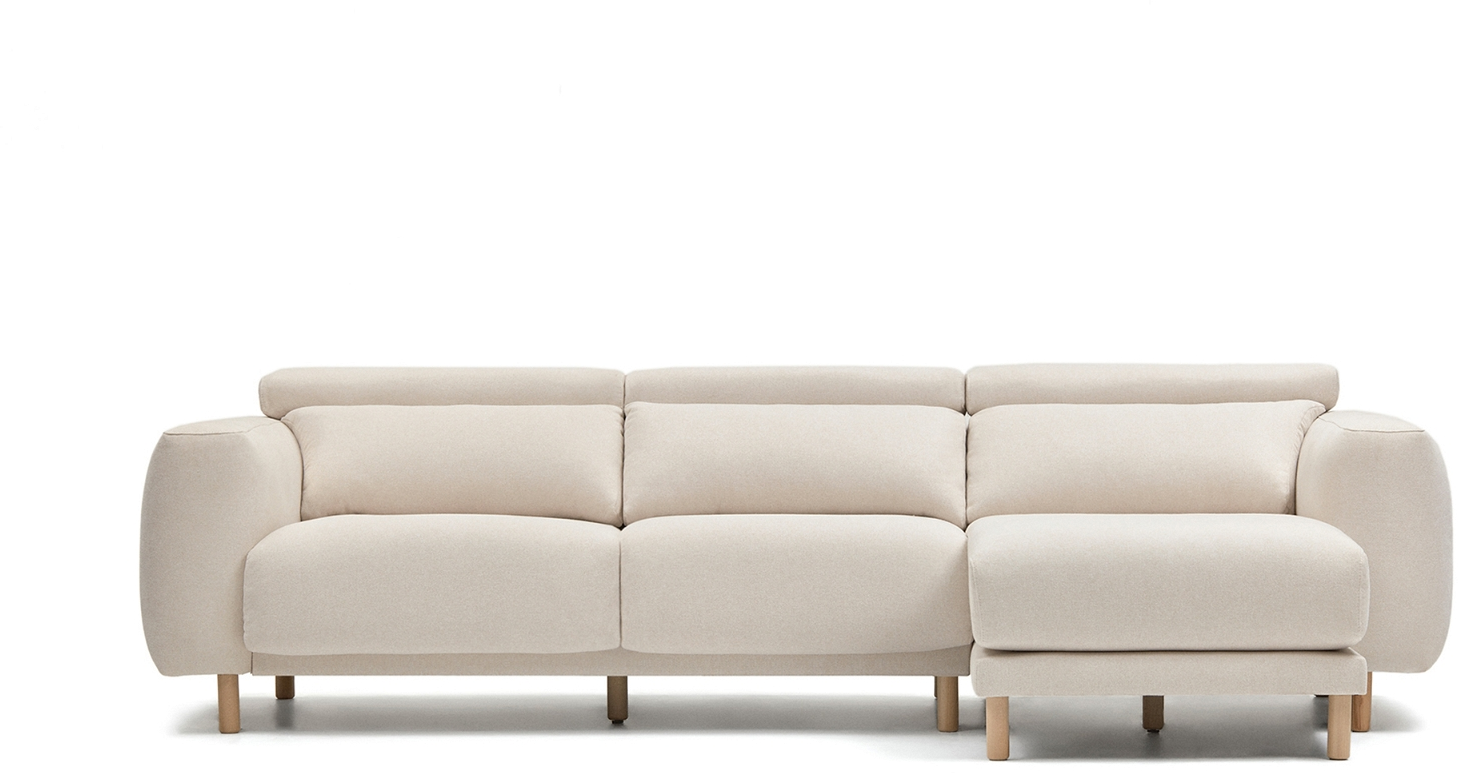 Højrevendt Polstret Chaiselong Sofa i Råhvid Ecru - Stilfuld Komfort