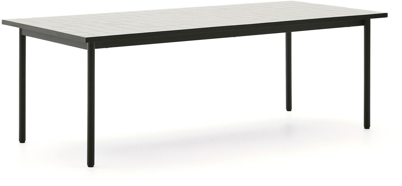 Grøn Udendørs Maurina Mørke 223x101x76 Keramik Galvaniseret Stål Kave Home Spisebord - 8447305024515