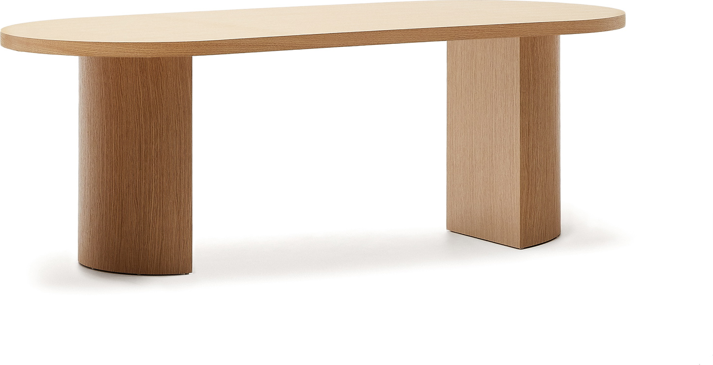 Natur Nealy 200x100 Oval Mdf Egetræsfinr Til Personer Moderne Nordisk Kave Home Spisebord - 8433840916514