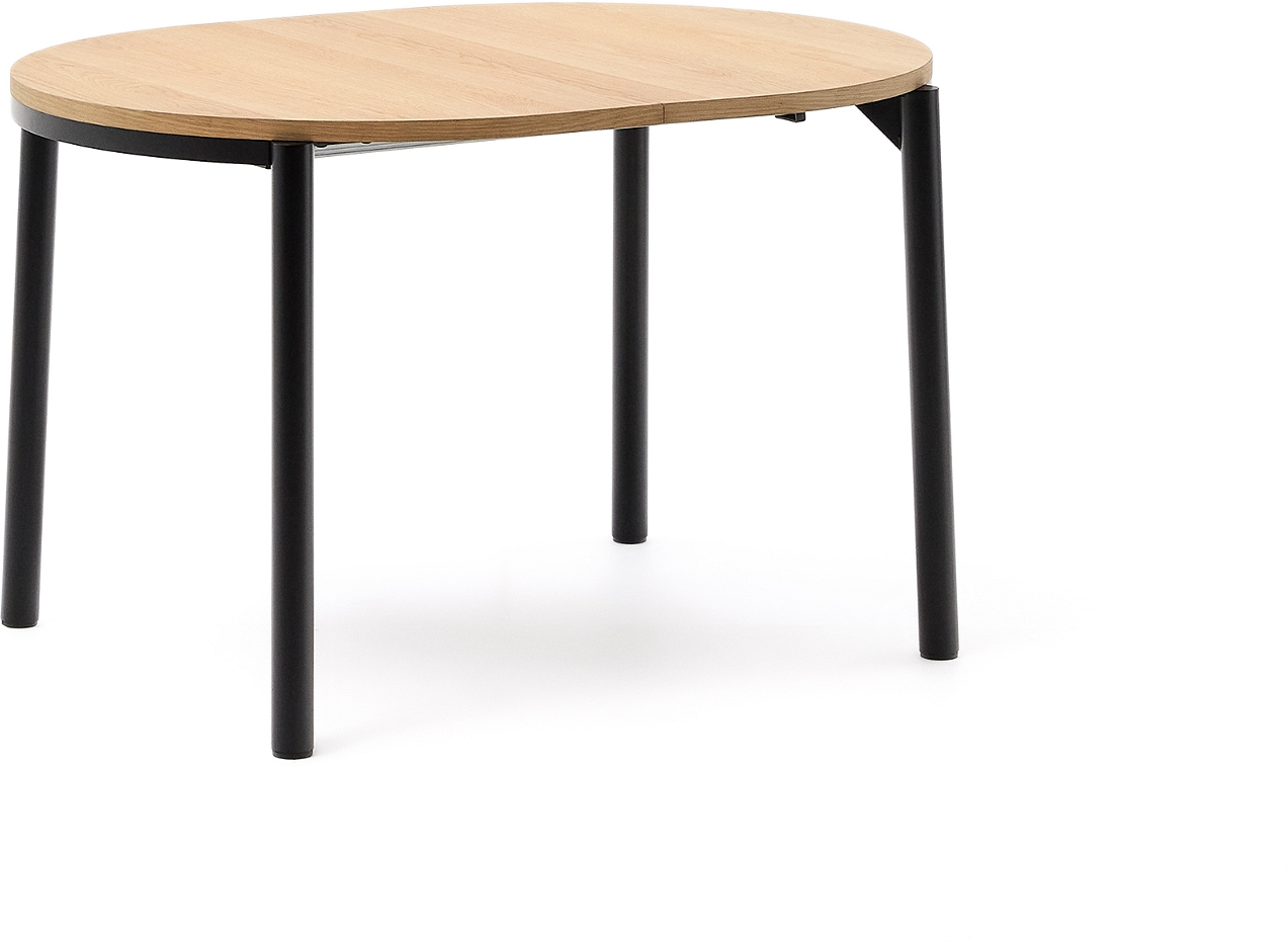 Sort Udtræksbord Rundt Montuiri Ø120 200 Mdf Stål Natur Kave Home Spisebord - 8433840896984