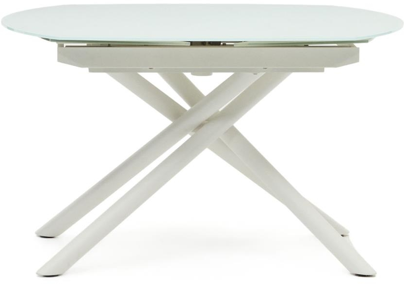 Hvid Med Udtræk Forlængerbord Yodalia 130 240 T Hærdet Glas Stålben Kave Home Spisebord - 8433840768298