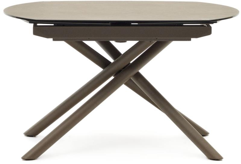 Elegant Udtræksspisebord med Porcelænsplade - Brun Finish