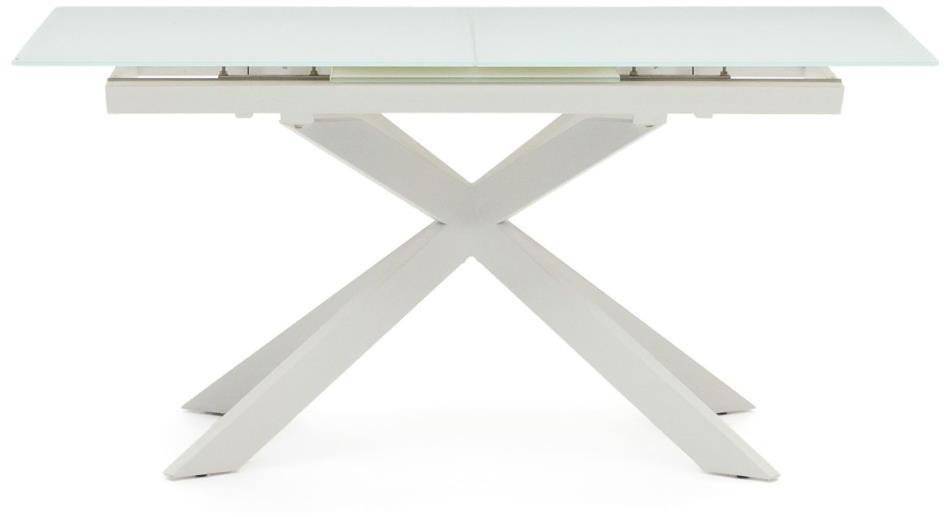 Hvid Med Udtræk Atminda 160x90 T Hærdet Glas Stålstel Kave Home Spisebord - 8433840768212