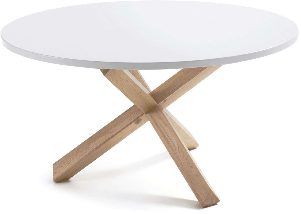 Hvid Lotus Rund Ø135 H75 Lakeret Mdf Med Natur Egetræsbordben Kave Home Spisebord - 8433840447261