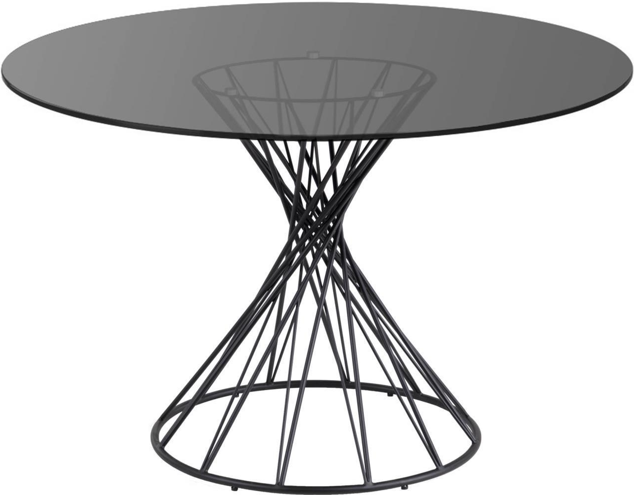 Sort Rundt Niut Spisebord Ø120 cm med Røget Glas - Kave Home