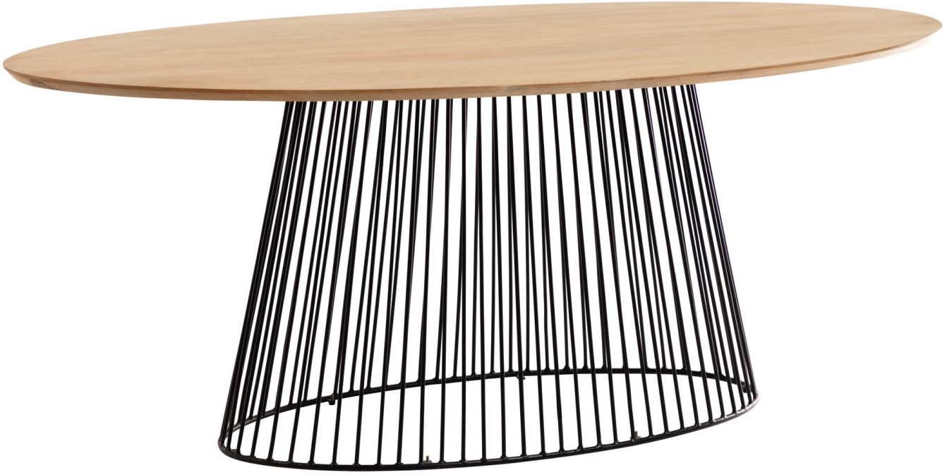 Sort Leska Oval Massivt Mangotræ Mat Metalstel 200x110 Kave Home Spisebord - 8433840568454