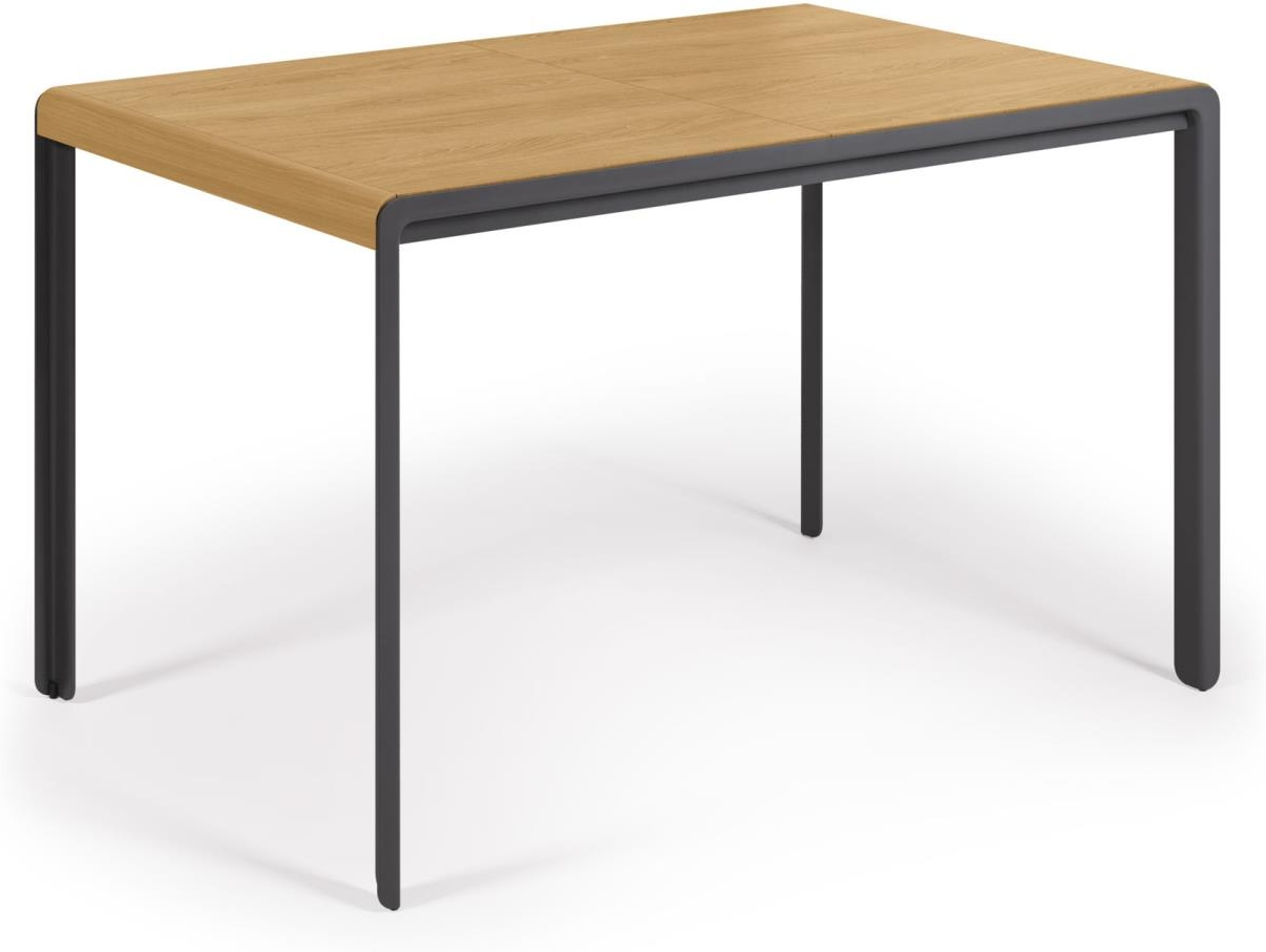 Sort Med Udtræk Nadyria 160x80 Naturfarvet Egfineret Mdf Pulverlakeret Stål Kave Home Spisebord - 8433840665313