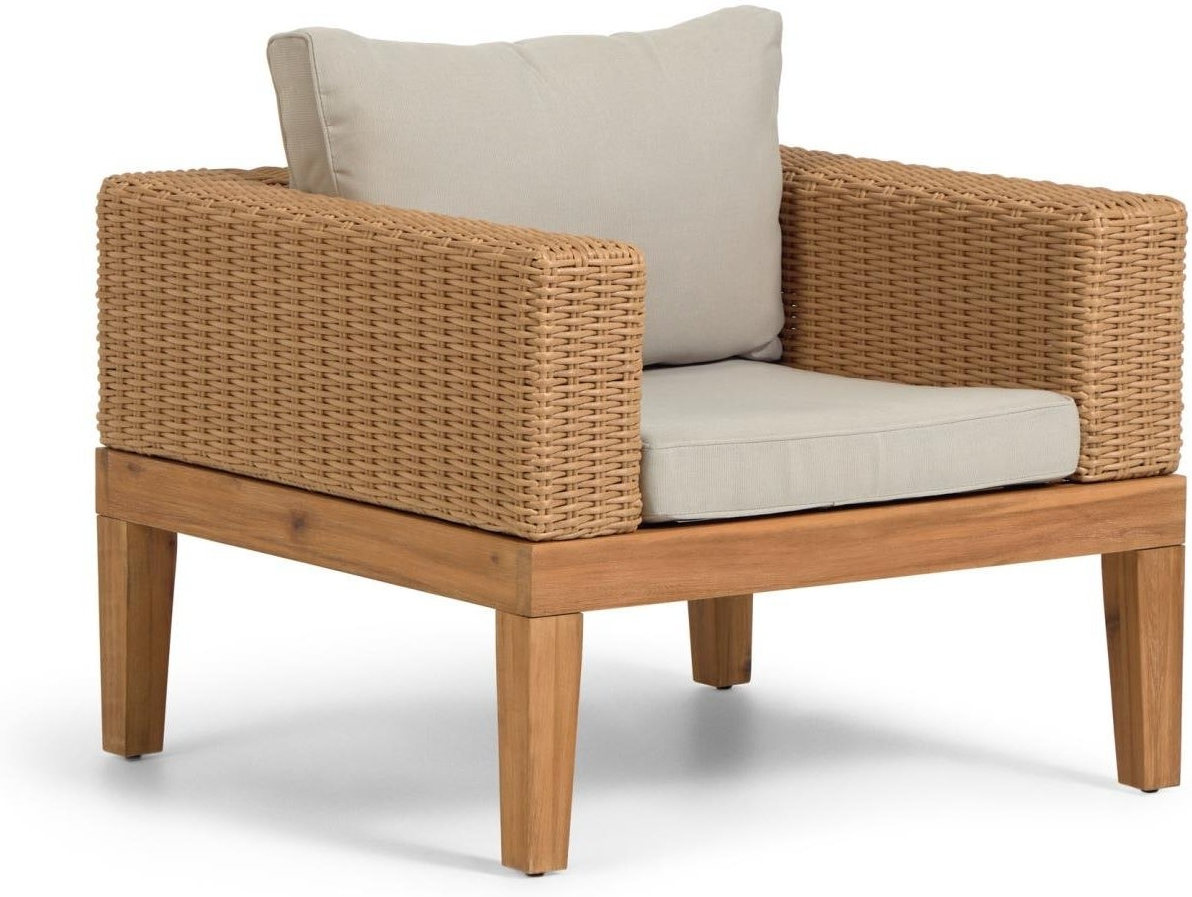 Natur Udendørs Have Giana Massiv Akacietræ Med Beige Hynde Kave Home Lænestol - 8433840635200