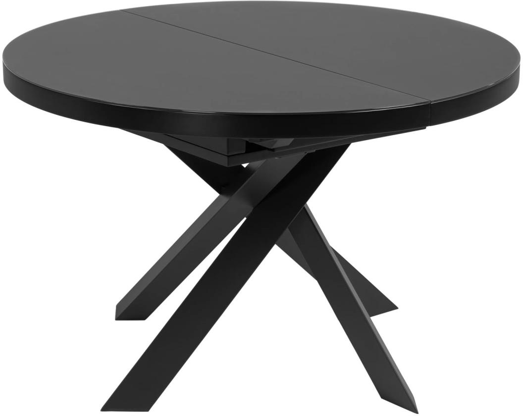 Sort Udtrækkeligt Vashti Rund Satin Glas Stål Ø120 160 Kave Home Spisebord - 8433840613048