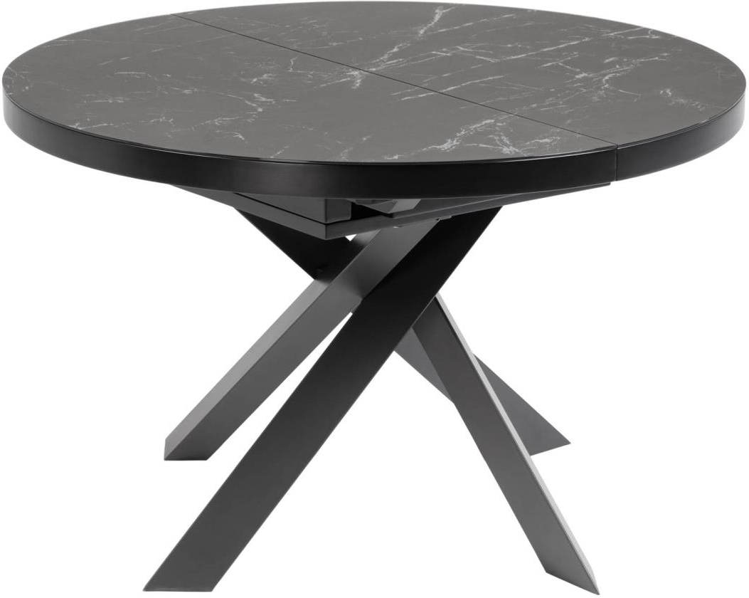 Sort/Grå Med Porcelænstop Butterfly Udtræk Vashti Sort Grå H76xb120xl160 Kave Home Spisebord - 8433840617992