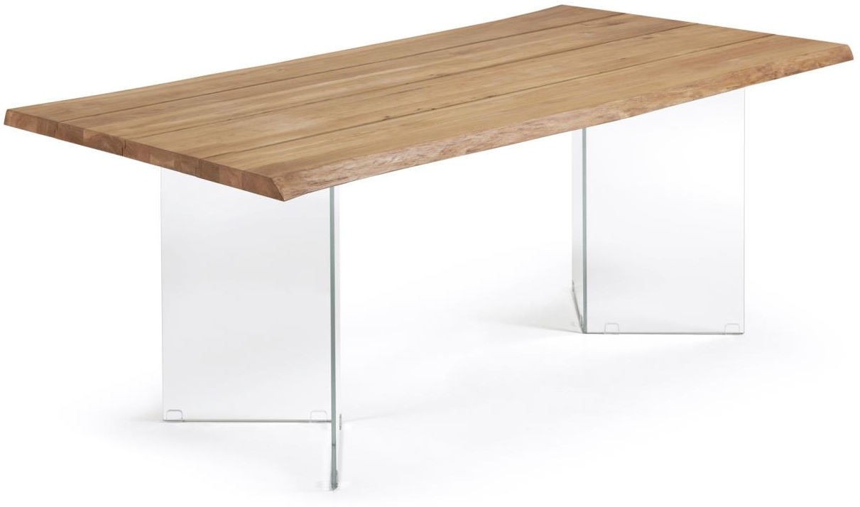 Natur/klar Lotty 180x100 Egetræsfinr Med Formede Glasben Natur Klar Kave Home Spisebord - 8433840730196