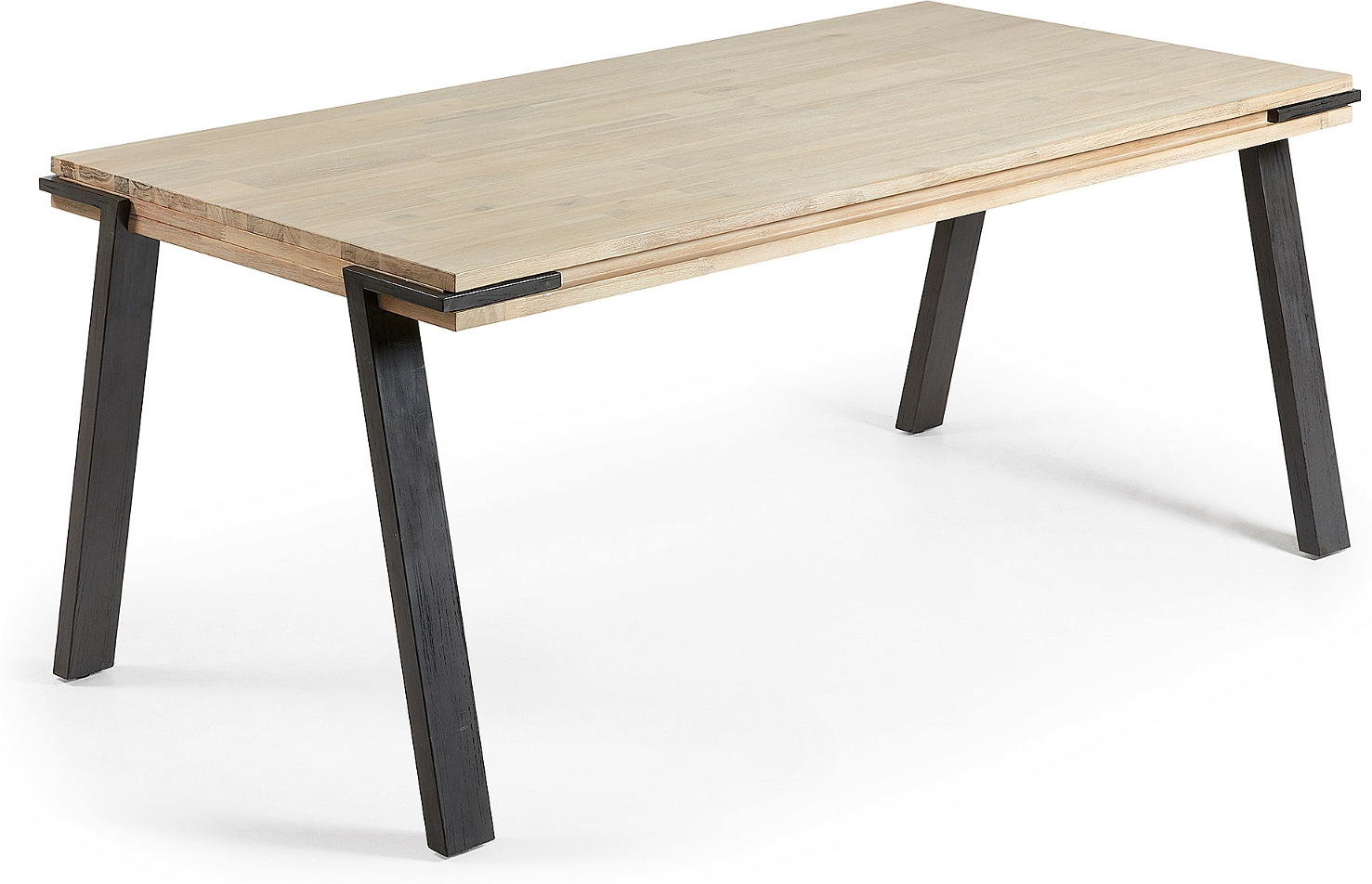 Natur/Sort Thinh Massivt Akacietræ Med Sorte Metalben L200 B95 H75 Kave Home Spisebord - 8433840364407