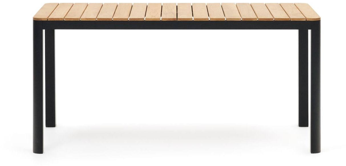 Sort/Natur Udendørs Bona Personers Aluminium & Teak 163x90 Sort Natur Kave Home Spisebord - 8433840789293