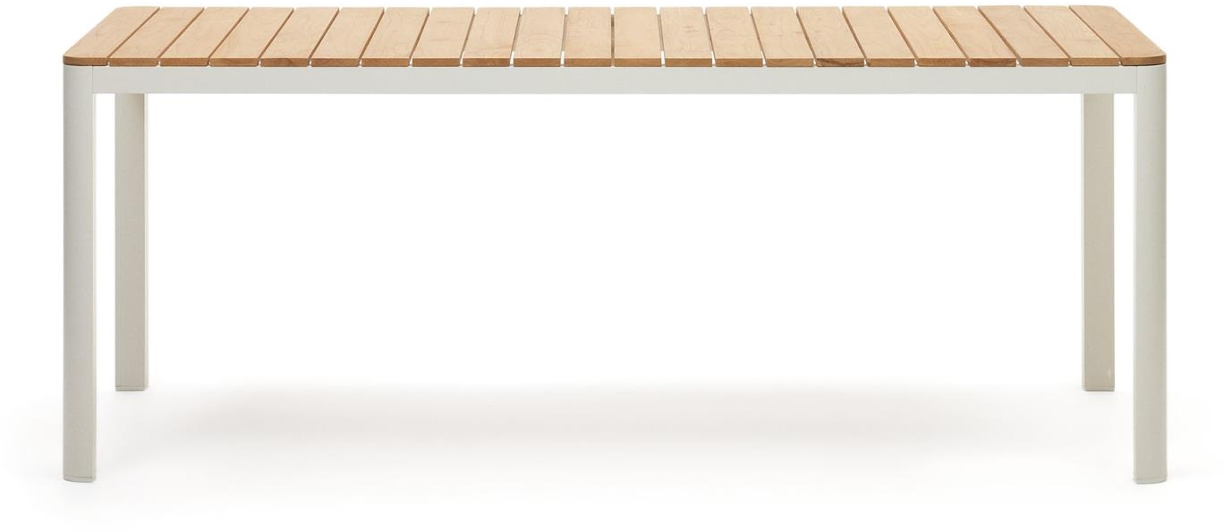 Hvid Udendørs Bona Serie 200100 Aluminium Teak Natur Kave Home Spisebord - 8433840789453