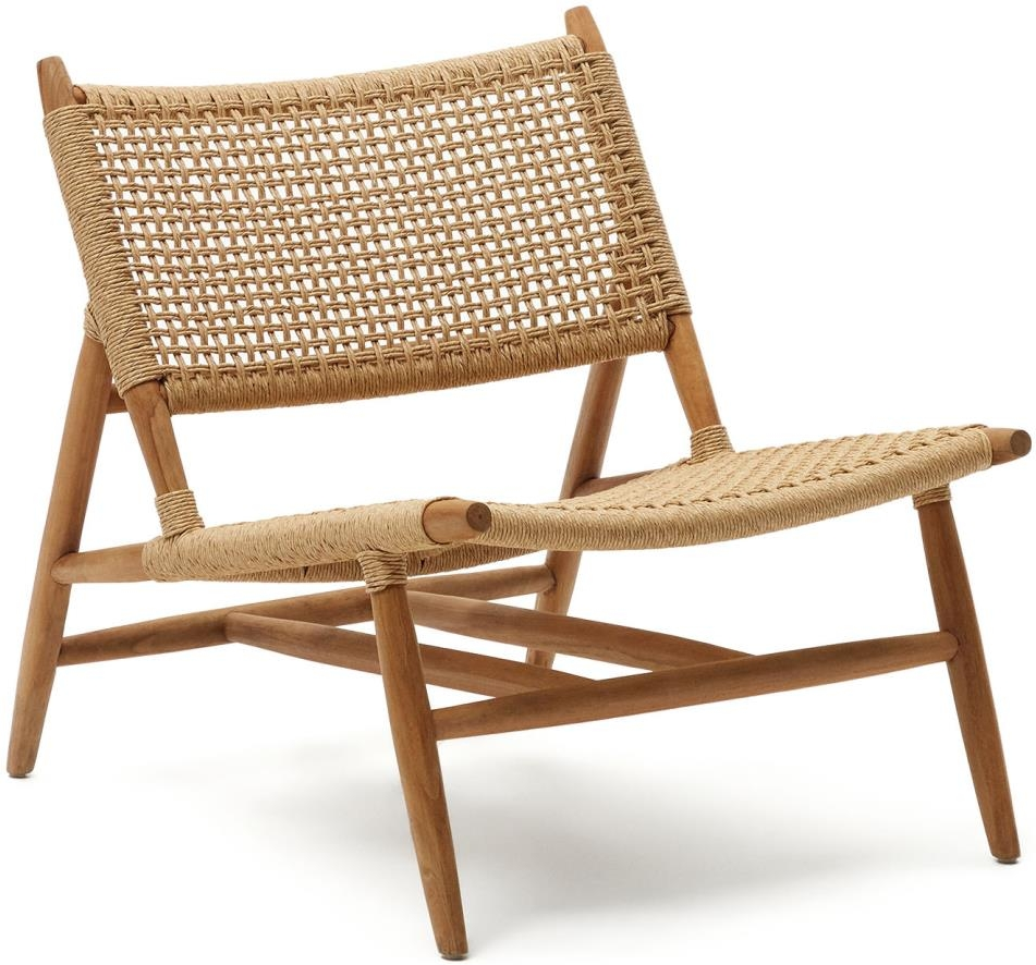 Natur Udendørs Codolar Massiv Teak Med Håndvævet Resistent Snor Rustik Kolonial Kave Home Lænestol - 8433840803036