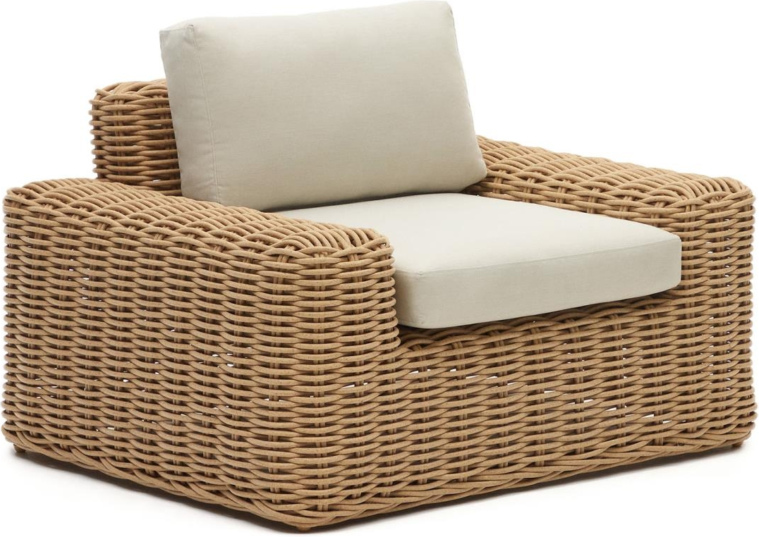 Hvid Udendørs Portlligat Kunstrattan Med Aftagelige Puder Beige Kave Home Lænestol - 8433840837420